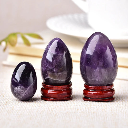 Amethyst Egg Crystal Quartz Reiki Ornament Natural Stone Healing Quartz Home Decorative energy stone Ore Mineral Ornaments gift