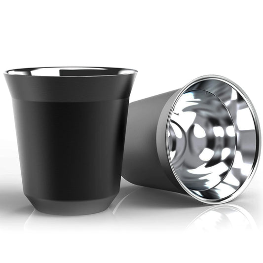 Double Wall Insulated Stainless Steel Espresso Cup Capsule Coffee Mug Metal Drinking Demitasse Cup For Home Indoor or Outdoor