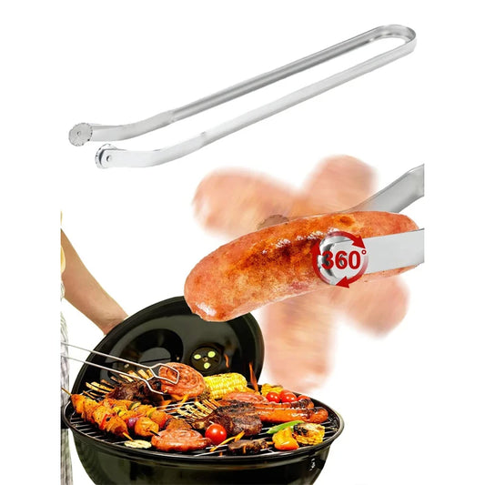 Cookware BBQ Sausage Turning Tongs Barbecue Accessory Beef Camping Meat Food Grill Outdoor Swivel Skewer Cooking Tools Garden