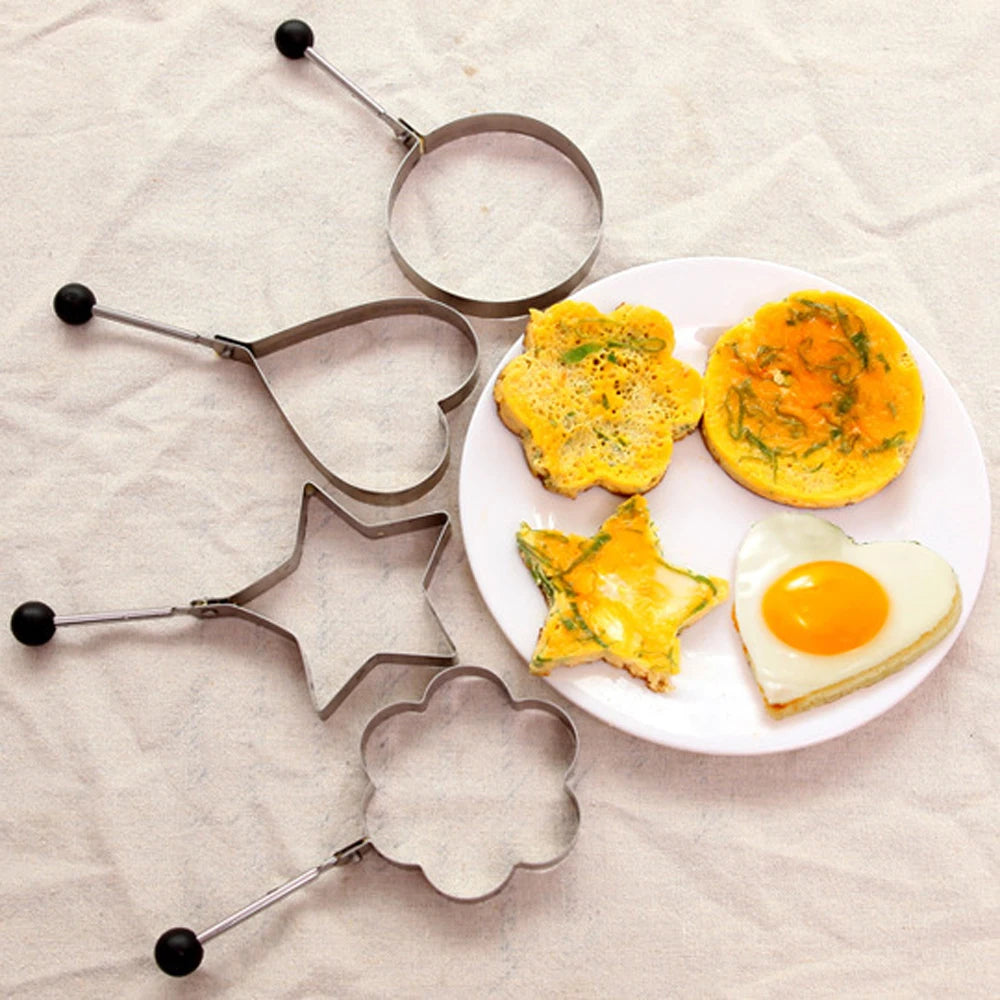 5Pcs Stainless Steel Eggs Rings Mold With Handle,Round Non-stick Pancake Omelette Mold For Griddle,Egg Shaper Home Kitchen Items