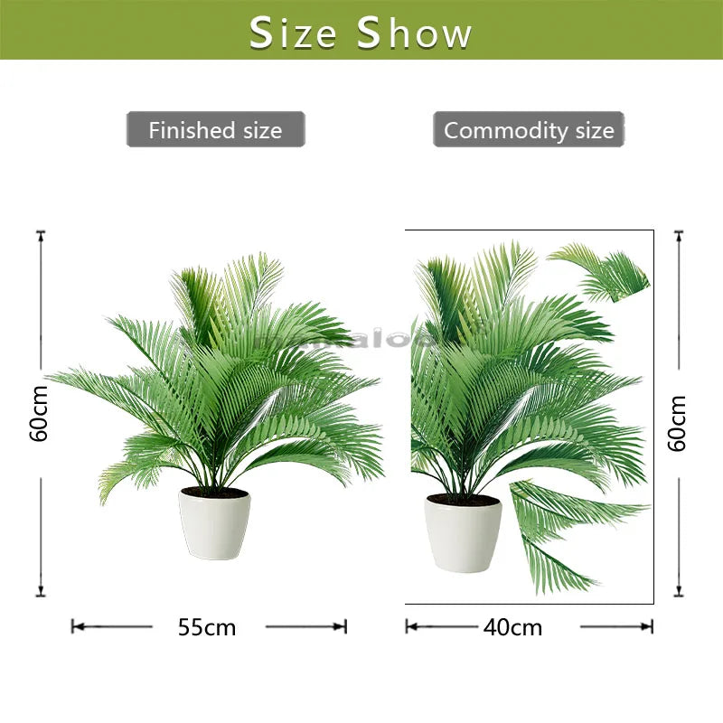 1 Piece of Tropical Plant Potted Pattern Wall Sticker with Exotic Vitality Green Leaves Living Room Bedroom Home Decoration