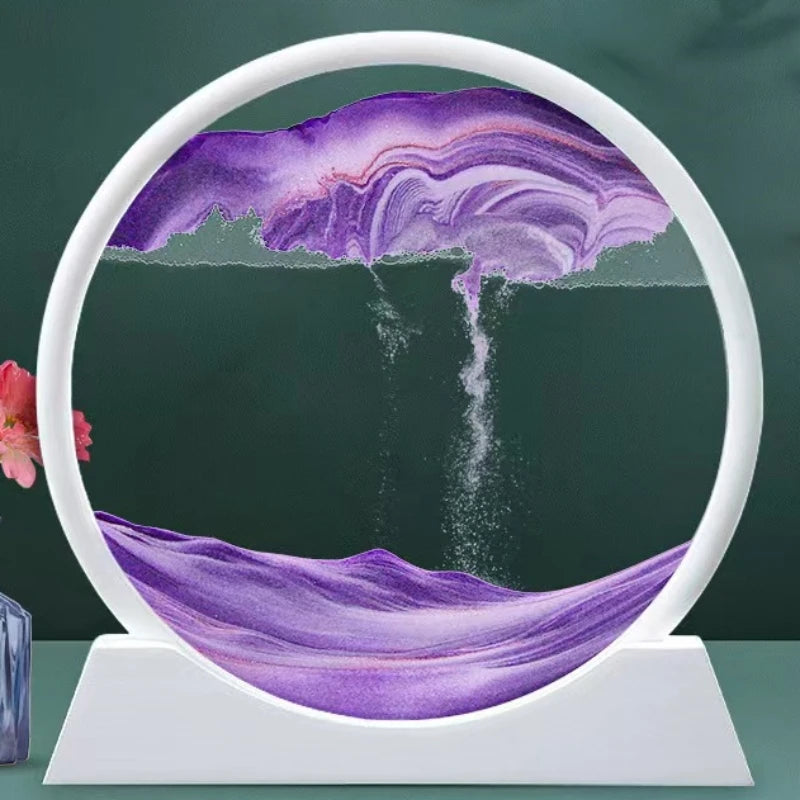 7/12inch Activity Sand Painting Round Glass 3D Hourglass Abysmal Sea Quicksand In Motion Display Frame For Home Decoration Gift